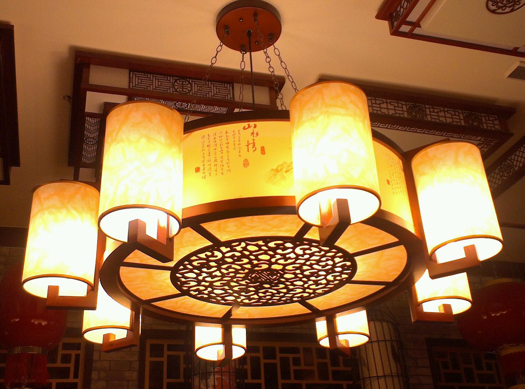 中式实木艺复古吊灯图片